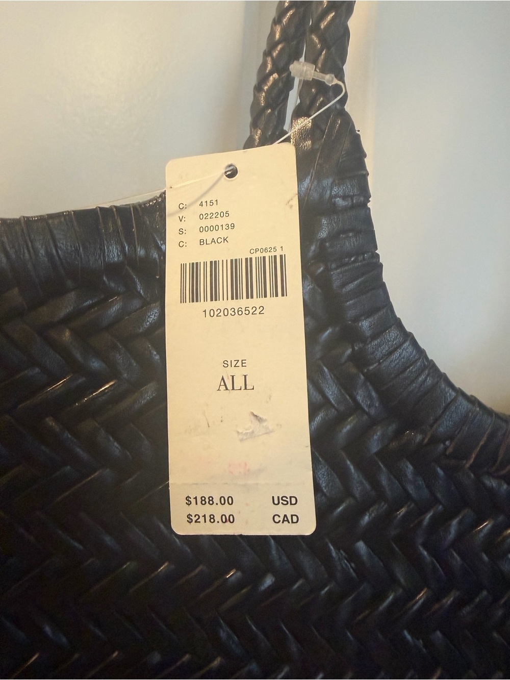 NWT- Anthropologie Black Woven Tote with Double Handles - Picture 3 of 6
